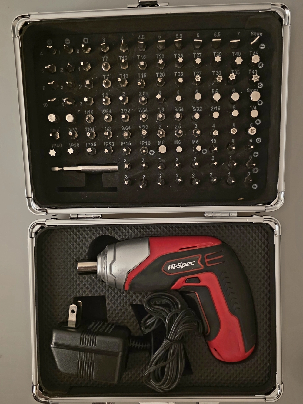 Hi-Spec Red & Black Cordless Electric Screwdriver Kit